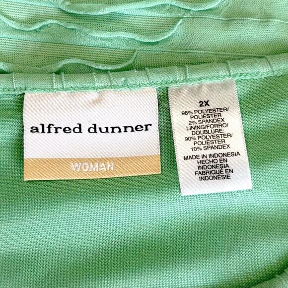 Alfred Dunner Short Sleeve Ruffled Tiered Top Blouse Stretch Pullover 2X Green - Picture 13 of 13